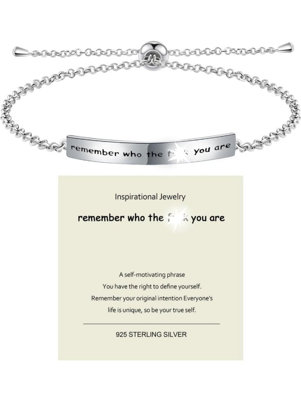 Adjustable S925 Inspirational Bracelet for Men & Women - Engraved Gift Idea